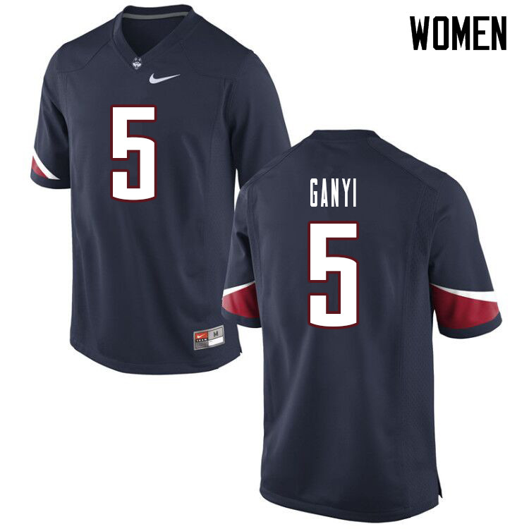 Women #5 Terrence Ganyi Uconn Huskies College Football Jerseys Sale-Navy